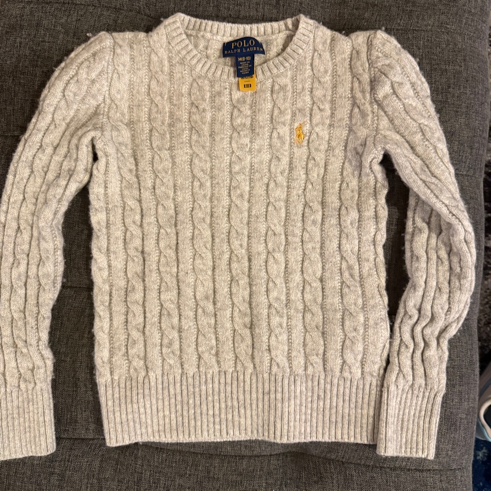 Polo by Ralph Lauren Girl’s Gray Cable Knit Sweater- size 8-10